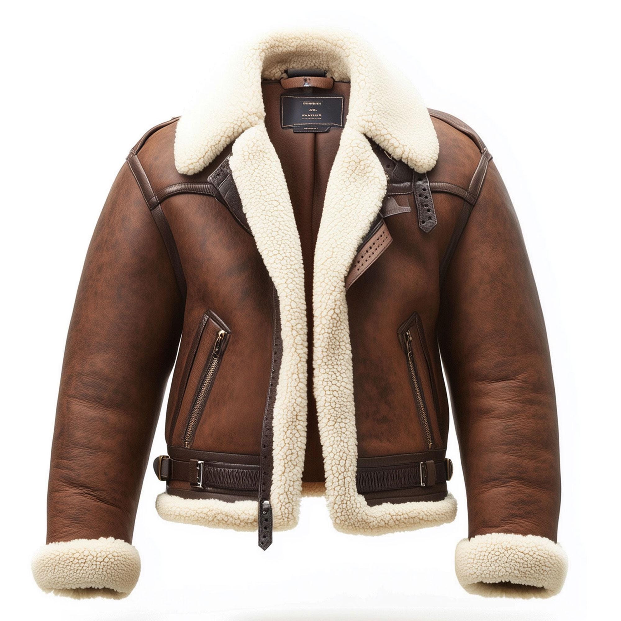 Shearling Brown Leather Jacket Genuine Luxurious Sheepskin