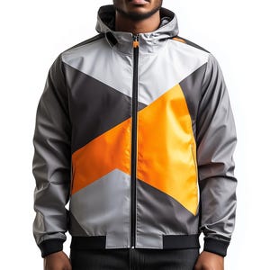 Mens Windbreaker Jackets Lightweight Cool Pattern Outdoor Casual Rain Protection Waterproof Nylon Hooded Windbreaker Jackets