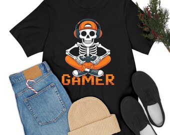 Lustiges Halloween Skeleton Gamer Video Gaming Skeleton Gaming T-Shirt für Männer Frauen