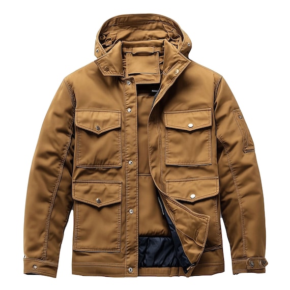 Mens Classic M-65 Field Jackets Brown Hip-length Large Exterior