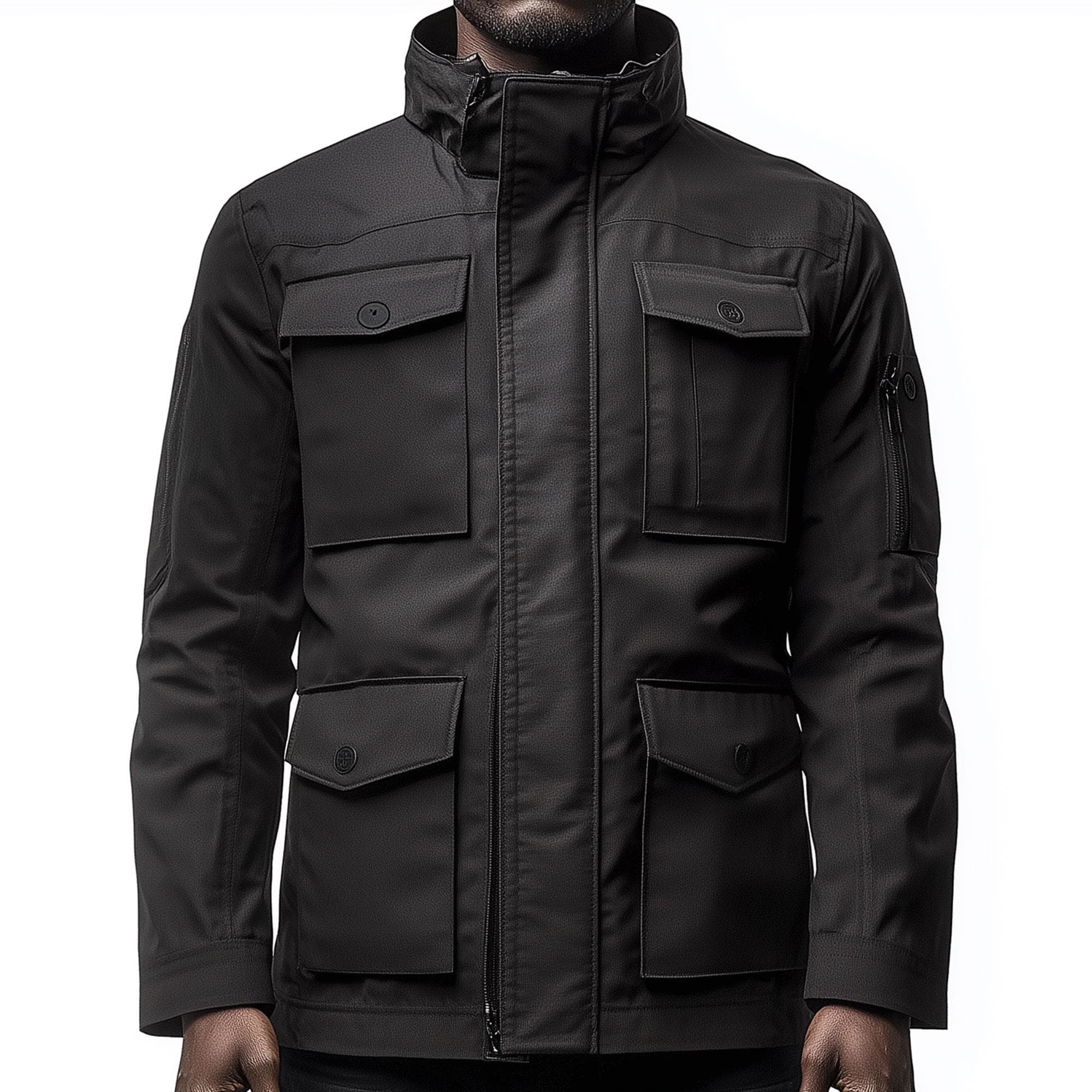 Mens Field Jacket Classic M-65 Field Jackets Black Hip-length