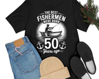 Camiseta de pescador para hombre y mujer, regalo de 50 años, ideal para cumpleaños de 50 años.