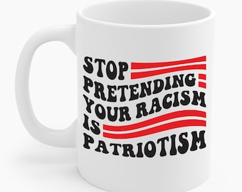 Vierter 4. Juli Hören Sie auf, Ihren Rassismus vorzutäuschen, ist Papageien-Kaffeetasse für Männer Frauen
