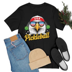 Eagle Pickleball Lovers 4th Of July USA American Flag T-Shirt For Men Women