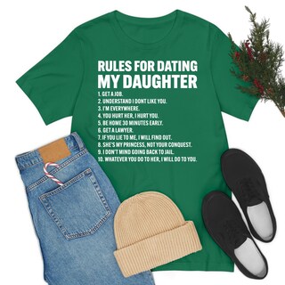 Kerner BeWild Brand T-Shirt Uomo | 100% Cotone Biologico | Frase Divertente 'Top Ten Rules For Dating My Daughter'