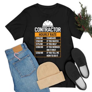 面白い請負業者の時間給料金表請負業者の皮肉なギフトTシャツ