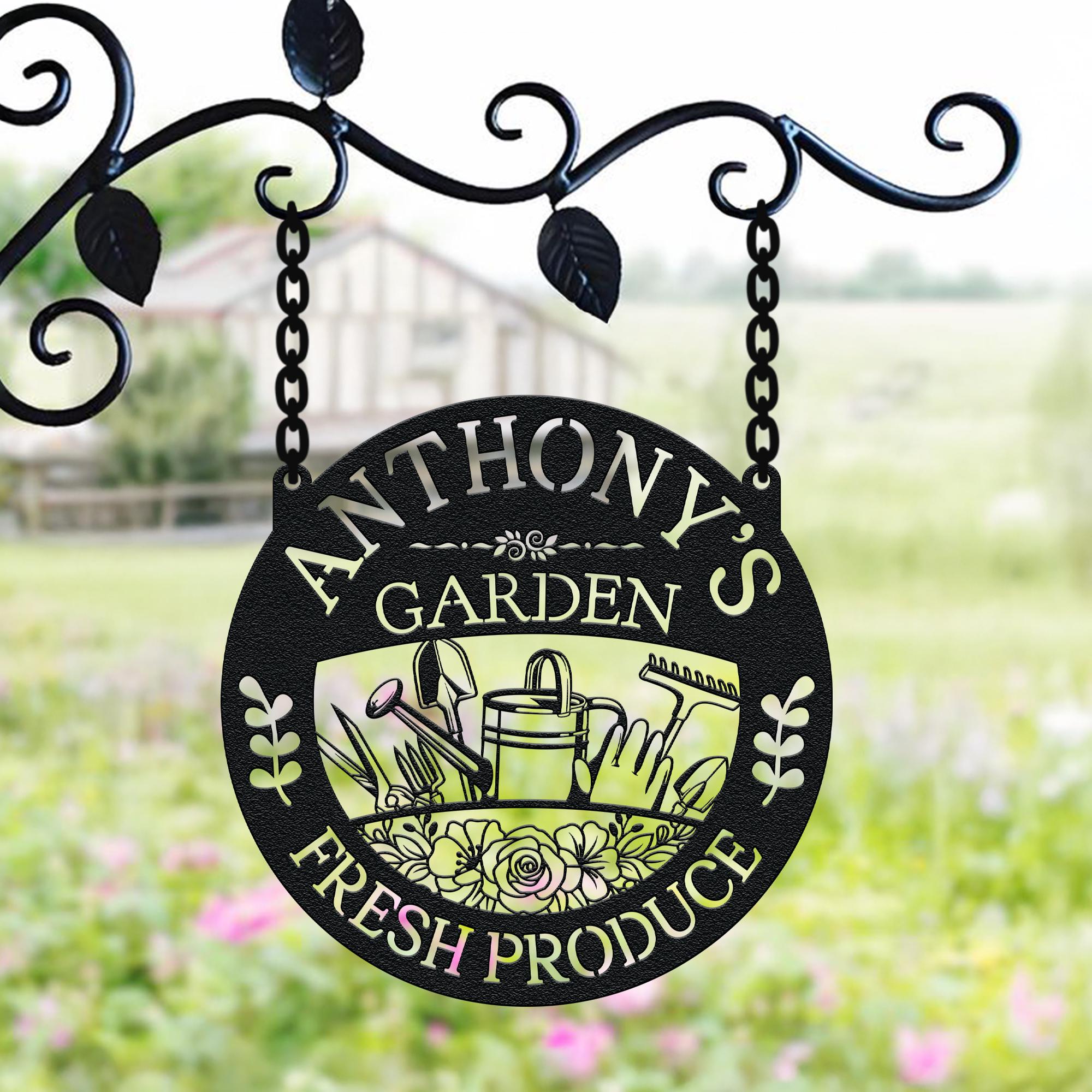 Custom Metal Garden Sign, Metal Hanging Garden Sign, Personalized Metal ...