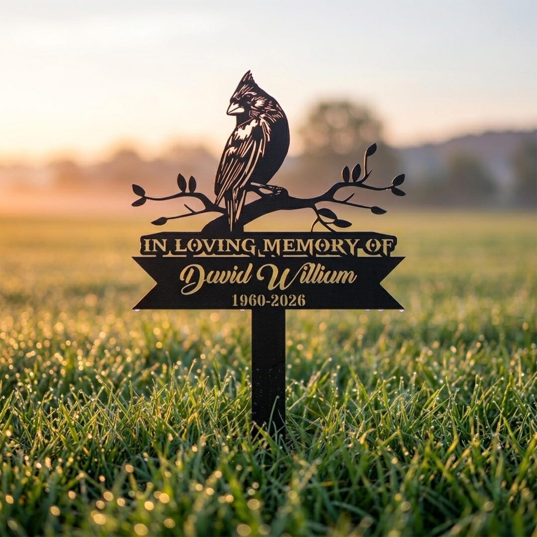 Personalized Cardinal Memorial Yard Sign, in Loving Memory Metal Stake ...