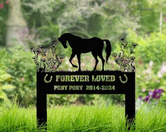 Personalized Horse Memorial Stake Sign, Custom Pet Grave Markers Sign, Horse Sign With Stake, Pet Loss Gift, Sympathy Sign,Remembrance Stake