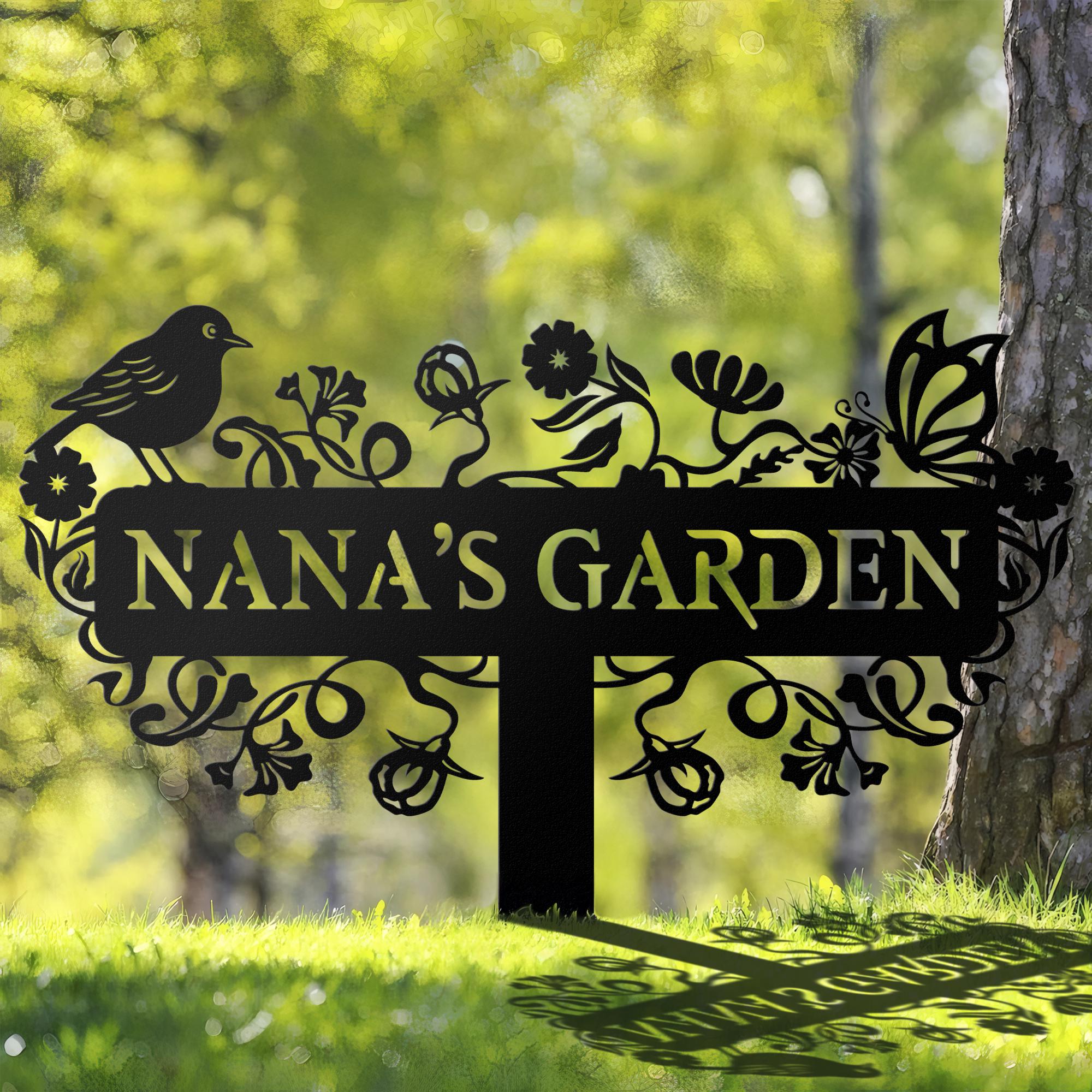 Custom Metal Garden Decor, Bird with Flower Garden Sign, Flower Design, Personalized Garden Sign, Custom Garden Name Sign, Father's Day Gift