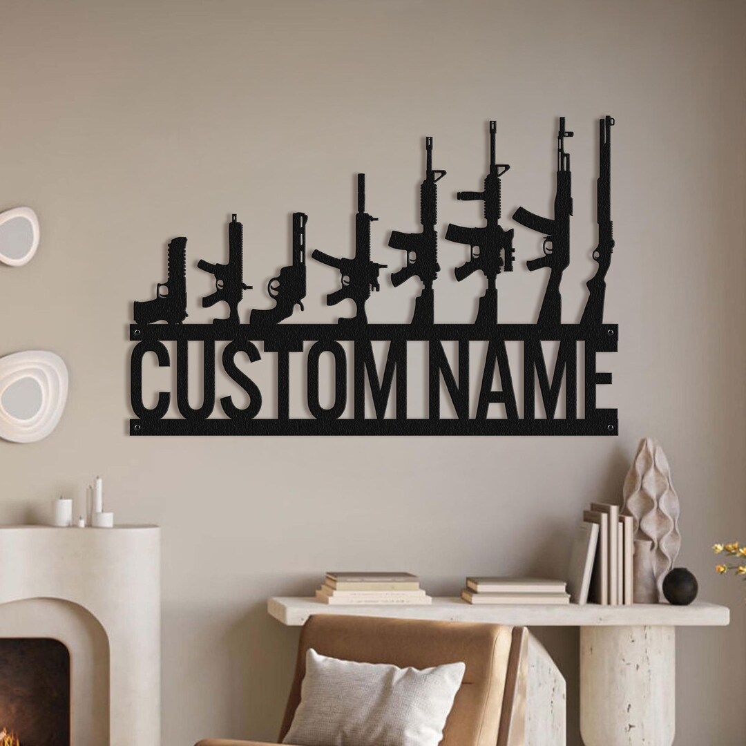 Custom Gun Metal Sign LED Light, Gun Metal Wall Art, Armory Sign ...