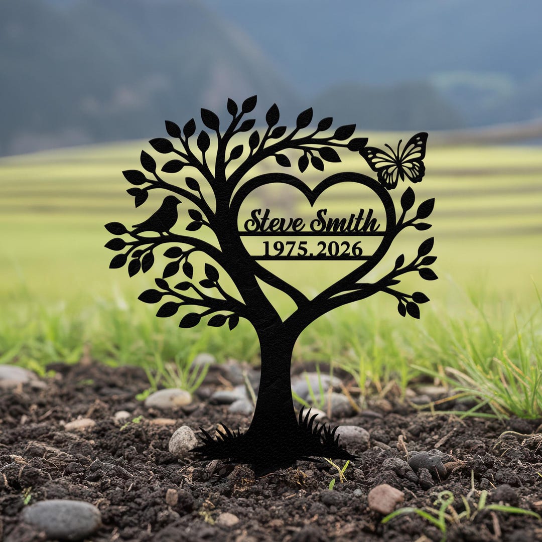 Memorial Tree Sign Custom Metal, Personalized Outdoor Name Marker ...