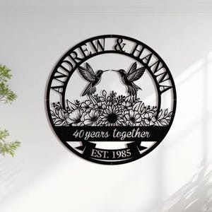 Personalized 40th Anniversary Gift for Parents, Custom 40 Year Anniversary Sign, Ruby Anniversary Gift, Wedding Anniversary Metal Wall Art