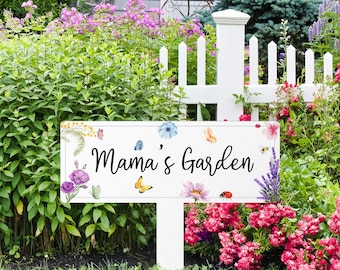 Letrero de jardín de flores personalizado con estaca, letrero de metal para jardín, estaca de jardín personalizada, letrero de jardín, decoración de jardín, letrero con nombre de jardinero, letrero de jardín para mamá