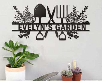 Custom Metal Garden Sign,Gardener Name Sign, Personalized Garden Name Sign,Garden Wall Art, Yard Decor,Gardening Gifts for Mom,Housewarming