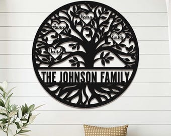 Benutzerdefinierte Familienname Zeichen, Metall Namen Zeichen, Jubiläumsgeschenk, Familien Geschenk, Hochzeitsgeschenk, Wohnkultur, Baum des Lebens, Geschenk für neues Haus
