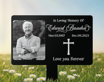 Custom Photo Grave Marker, Temporary Grave Marker With Photo, Outdoor Memorial Plaque, Sympathy Plaque, Remembrance Plaque, Memorial Stake