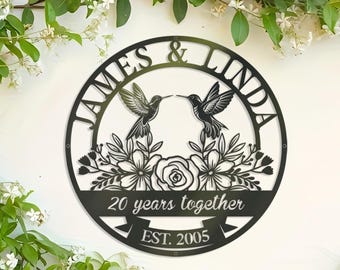 Personalized 20th Anniversary Gift for Parents, 20 Year Anniversary Sign, Platinum Anniversary Gift, Wedding Anniversary Metal Wall Art