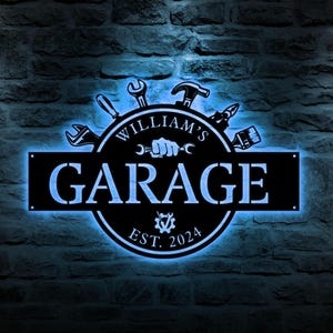 Custom Garage Sign, Custom Workshop Metal Sign, Metal Name Sign, Garage Decor, Home Decor, Gifts For Dad, Man Cave Sign, Father&#39;s Day Gifts
