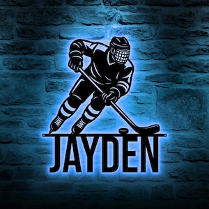 Hockey Metal Sign, Metal Wall Art, Personalized Hockey Name Sign, Sports Name Sign, Gift For Hockey Players, Hockey Gift, Sports Wall Art