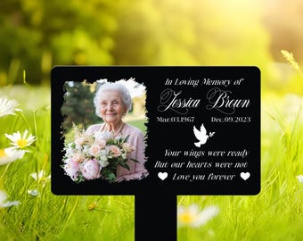 Personalized Photo Grave Marker, Temporary Grave Marker With Photo, Memorial Plaque with Stake for Outdoors, Grave Plaque for Gardens