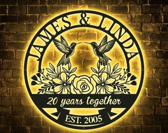 Personalized 20th Anniversary Gift for Parents, 20 Year Anniversary Sign, Platinum Anniversary Gift, Wedding Anniversary Metal Wall Art