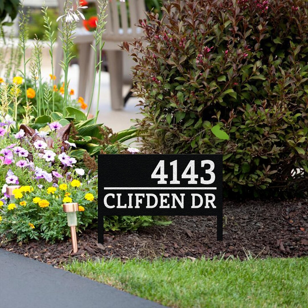 Personalized Metal Address Stake, Modern Address Sign, Custom House ...