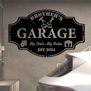 Personalized Fathers Day Sign, Workshop Sign Wall Art, Papas Work Shop Metal Sign, Garage Sign, Personalized Gift for Dad, Gift For Grandpa