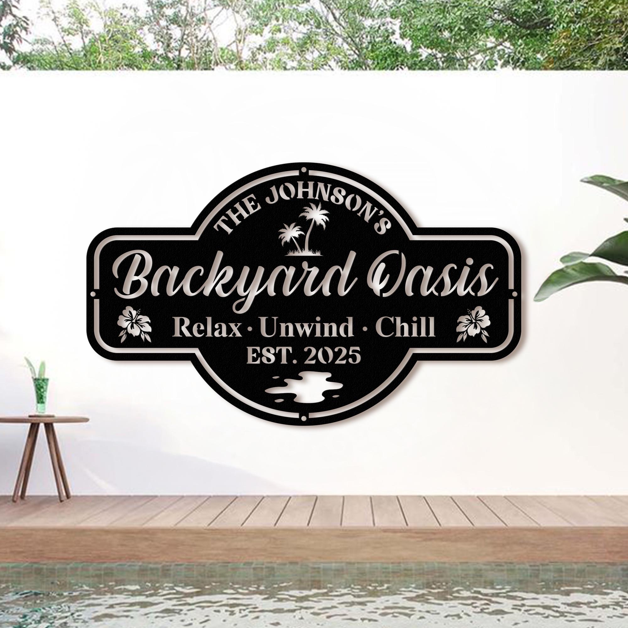 Personalized Backyard Pool Metal Sign LED Light,outdoor Wall Decor ...
