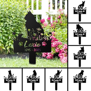 Benutzerdefinierte Katze Gedenkpfahl, Katzengravur, Katzenrasse Metallschild, Haustier-Gedenkgeschenk, Katzengedenktafel, Haustierverlustgeschenk, Erinnerungspfahl