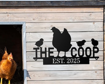 Chicken Coop Sign, Custom Hen House Sign, Personalized Metal Chicken Coop Sign, Our Little Coop Sign Metal Sign, Metal Hen and Chicks Sign