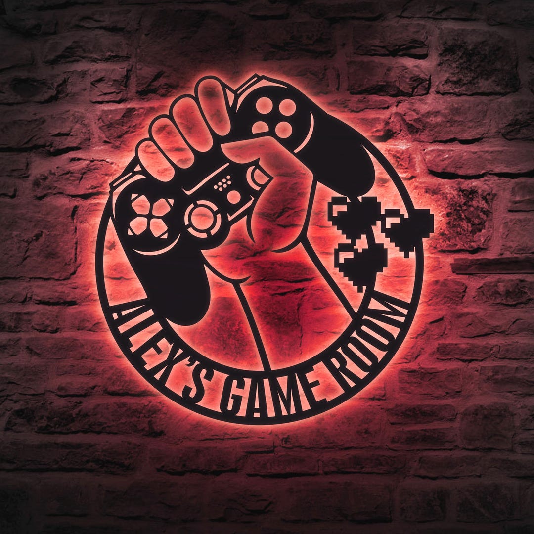 Game Controller Signs Custom LED Game Controller Metal Sign, Gamer Name Room Decor Gift - Etsy