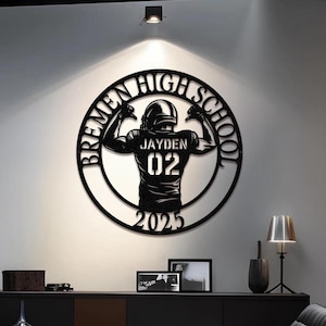 Customizable Football Sign, Football Player Gift, American Football Metal Sign, High School Senior Night Gift, Custom Football Senior Gift