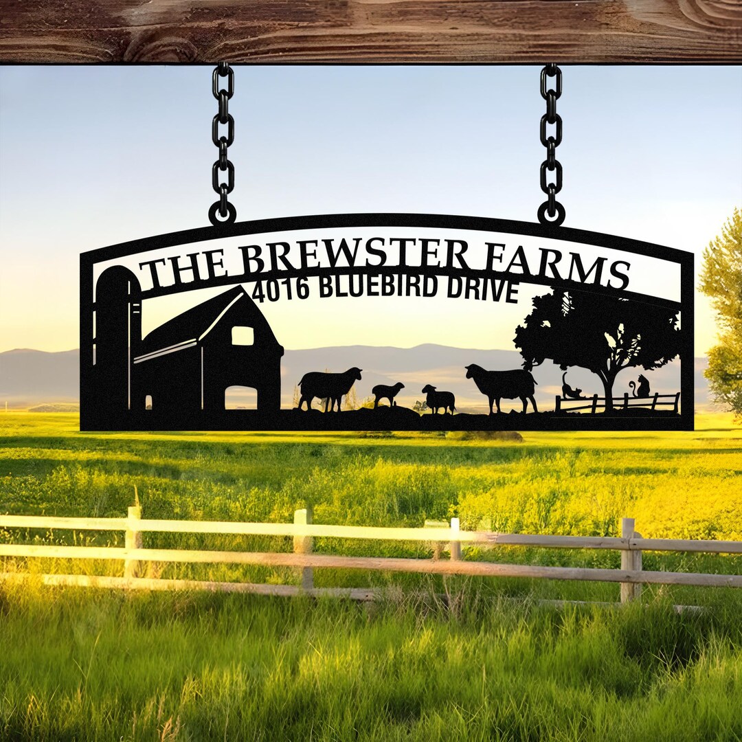 Personalized Farmhouse Sign, Metal Farm Sign, Custom Metal Farm Name ...