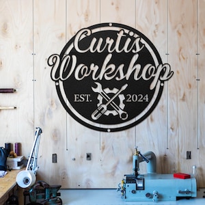 Dad&#39;s Workshop, Gift For Dad, Papas Work Shop Metal Sign, Garage Sign, Shop Sign For Dad Fathers Day Gift, Gift for Dad, Gift for Grandpa