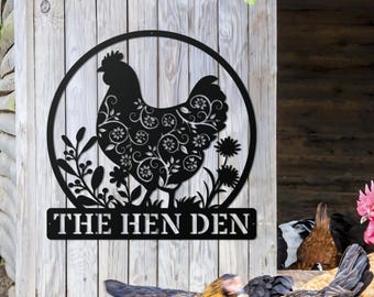 Custom Chicken Coop Sign, Hen House Sign, Chicken Coop Sign, Our Little Coop Sign, Metal Hen and Chicks Sign, Farm Metal Sign, Chicken Farm