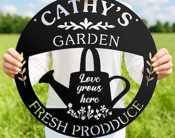 Custom Metal Garden Sign, Metal Hanging Garden Sign, Custom Metal Gardening Gift, Outdoor Decor, Fresh Produce Hanging Sign, Gardening Gift