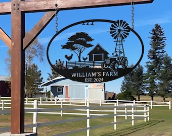 Personalized Farmhouse Sign, Metal Farm Sign, Custom metal farm name sign, Metal Barn Sign, Ranch metal sign, Farmer Gift, Family Farm Sign