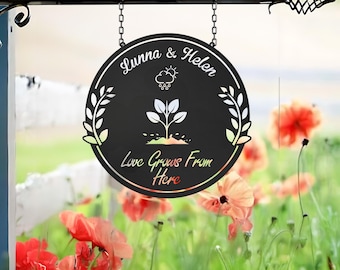 Custom Hanging Garden Sign Personalized Garden Name Sign, Flower Garden Plaque, Outdoor Garden Gift, Memorial Garden Sign, Metal Garden Sign