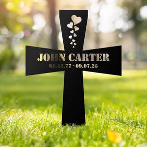 Custom Cross Memorial Metal Stake, Personalized Cross Stake, Loss Of Loved One Garden Stake, In Memory Cross, Grave Marker, Sympathy Gift