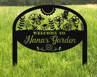 Personalized Garden Sign Custom Garden Name Sign Metal Garden Sign for Outdoor Yard Sign Garden Decor Stakes, Lawn Signs, Flower Sign Plaque