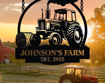 Custom Tractor Farm Metal Sign with LED Light, Tractor Name Sign, Farmhouse Decor, Tractor Barn Sign, Tractor Driver Gift, Gift for Farmer