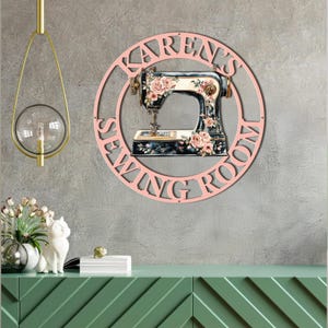 Custom Sewing Room Metal Sign, Personalized Quilting Wall Art, Craft Room Decor