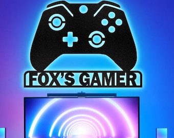 Benutzerdefinierte Game Controller Metall Wand Kunst Led Licht, Gamer Namen Zeichen, Spielzimmer Dekor, Gaming Home Decor, Videospiel Kunst, Geburtstagsgeschenk für Mann