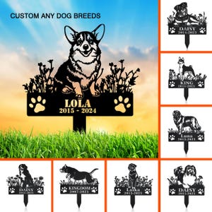 Custom Dog Memorial Stake, Dog Grave Marker, Every Dog Breed Metal Stake, Personalized Dog Garden Sign, Pet Loss Gift, Garden Decor Metal