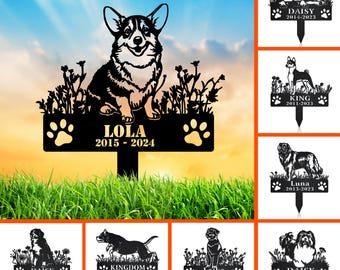 Custom Dog Memorial Stake, Dog Grave Marker, Every Dog Breed Metal Stake, Personalized Dog Garden Sign, Pet Loss Gift, Garden Decor Metal