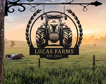 Custom Metal Tractor Sign , Monogram, Farm Sign, Metal Name Sign, Door Hanger, Housewarming Gift, Wedding Monogram, Farm Sign, Gifts For Dad