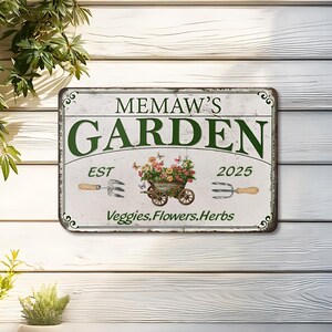 Panneau de jardin personnalisé avec piquets, nom de jardin en métal personnalisé, panneau de jardin fleur avec piquets, décoration de jardin, panneau de jardin, cadeau pour la maison
