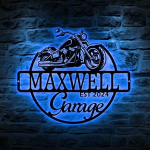 Custom Motorcycle Garage Sign, Name Metal Plaque Metal Wall Art, Decor Housewarming, Gift For Dad, Father&#39;s Day Gift, Motorcycle Metal Sign