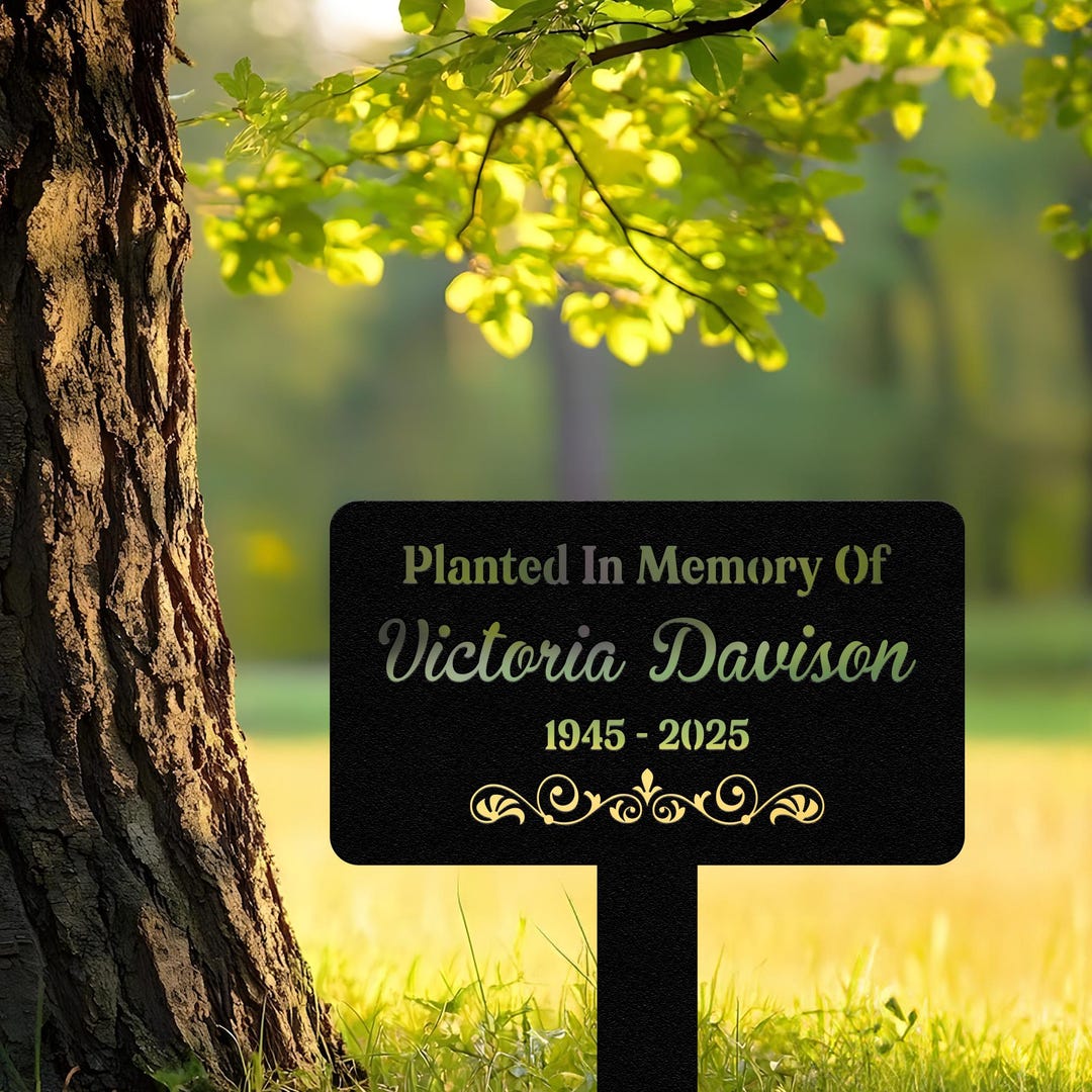 Custom Tree Memorial Plaque With Stake, Sturdy Metal Garden Marker ...